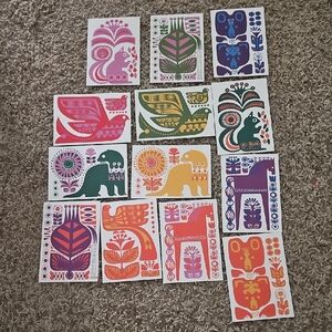 Colorful Finish Animal Art Prints Notecard/Postcard Set